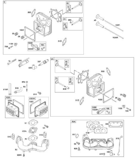 E - Testata del cilindro, coperchio bilancieri, collettore di aspirazione B&S - 40 €¦ 407777-0117-E1 brand Stihl